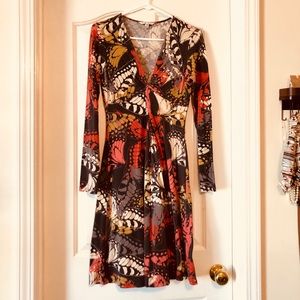 Beautiful brown orange and green butterfly dress